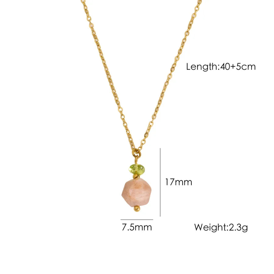 Wholesale Jewelry Elegant Simple Style Geometric 304 Stainless Steel natural stone cable chain Pendant Necklace