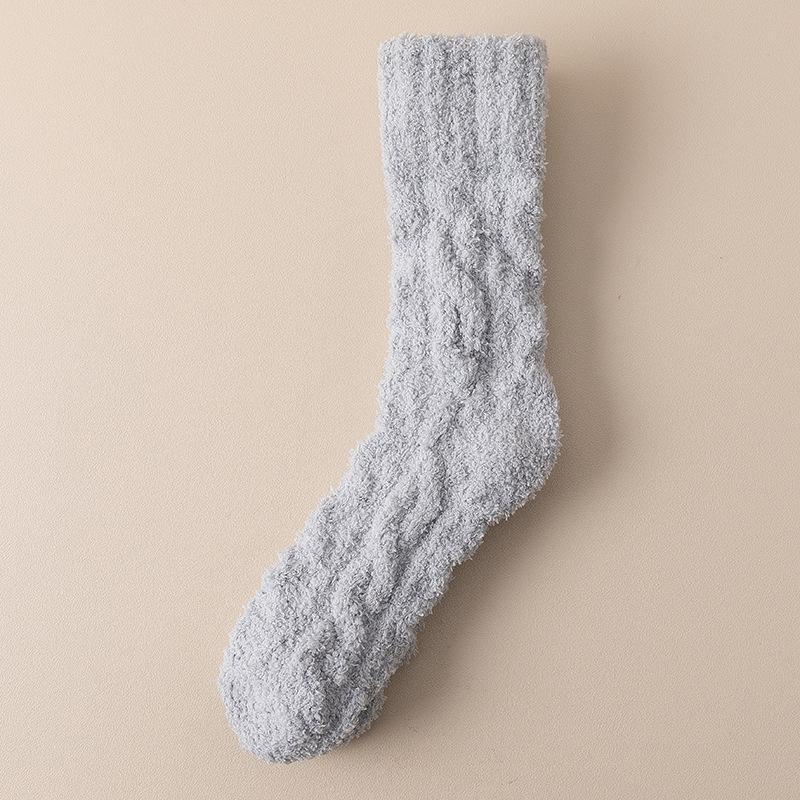 Coral velvet socks men's fleece-lined thickened home floor socks winter warm plush twist sleep stockings