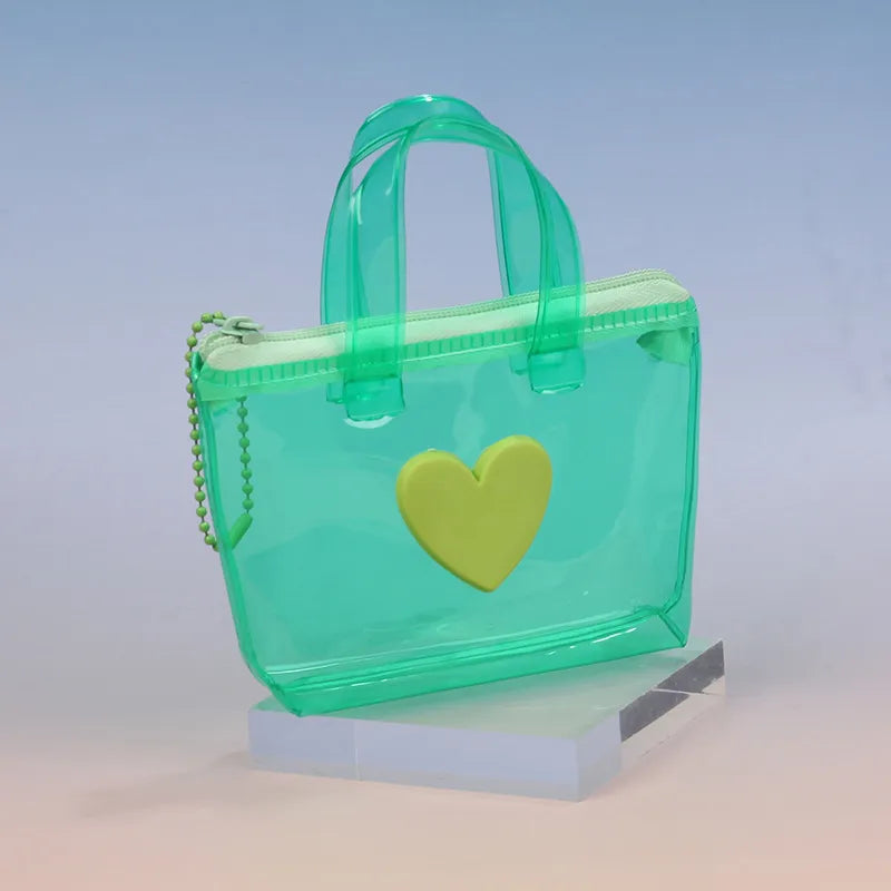 Women's Heart Shape Solid Color PVC Zipper Coin Purses