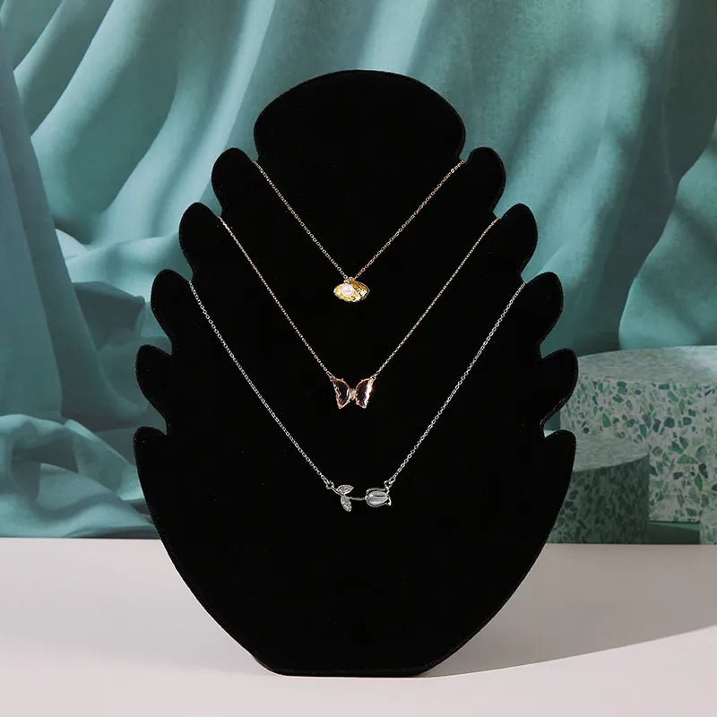 Flame Board Pendant Necklace Display Stand Earring Jewelry Counter Velvet Cloth Jewelry Shooting Props Artistic Style Leaf Pattern