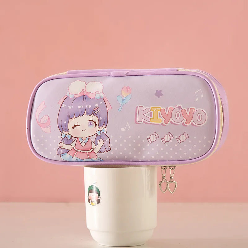 cute creative small animal bus canvas  pencil case student stationery wholesale