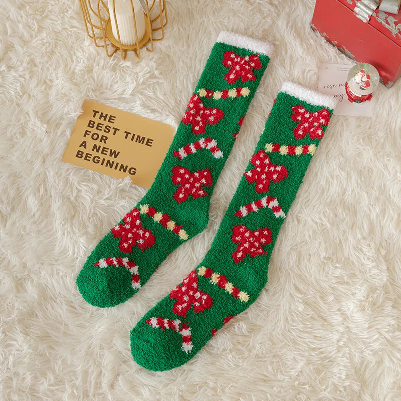 Christmas Christmas Women's Cartoon Polyester Jacquard Crew Socks A Pair
