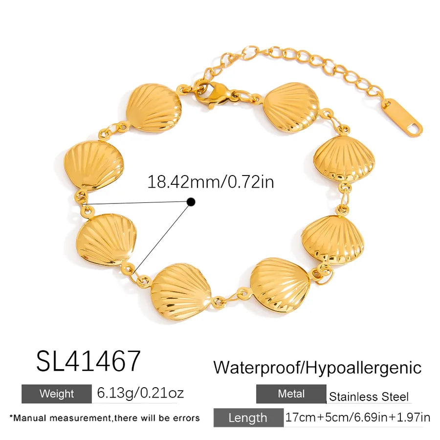 Beach Shell 304 Stainless Steel 18K Gold Plated Bracelets In Bulk