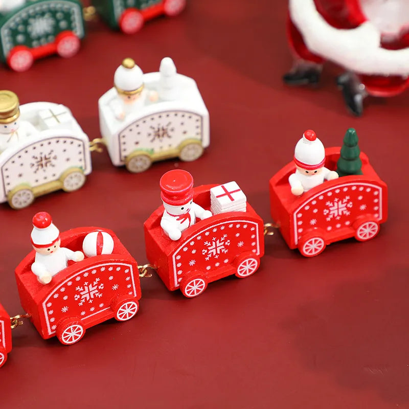 Christmas Glam Cute Train Wood Party Decorative Props