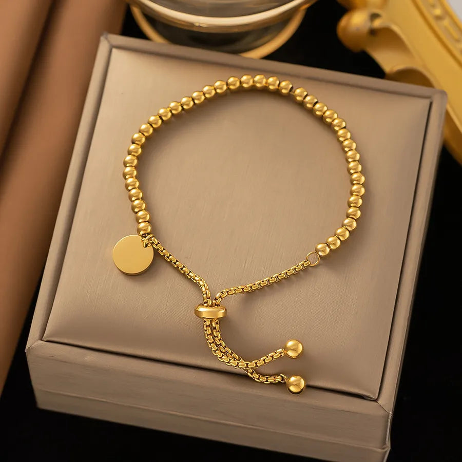Wholesale Jewelry Elegant Simple Style Geometric Heart Shape 304 Stainless Steel Plating Beaded Chain Paperclip Chain cable chain Bracelets Necklace