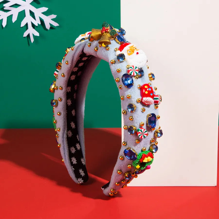 Christmas Classic Style Women's Christmas Tree Santa Claus Christmas Socks Inlay Glass drill Hair Band