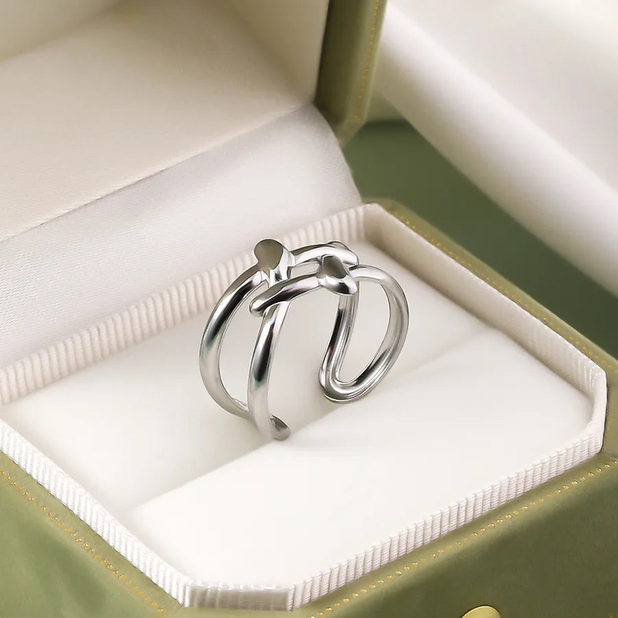 Wholesale Jewelry IG Style Elegant Retro Geometric Leaf Heart Shape 304 Stainless Steel Plating Open Rings