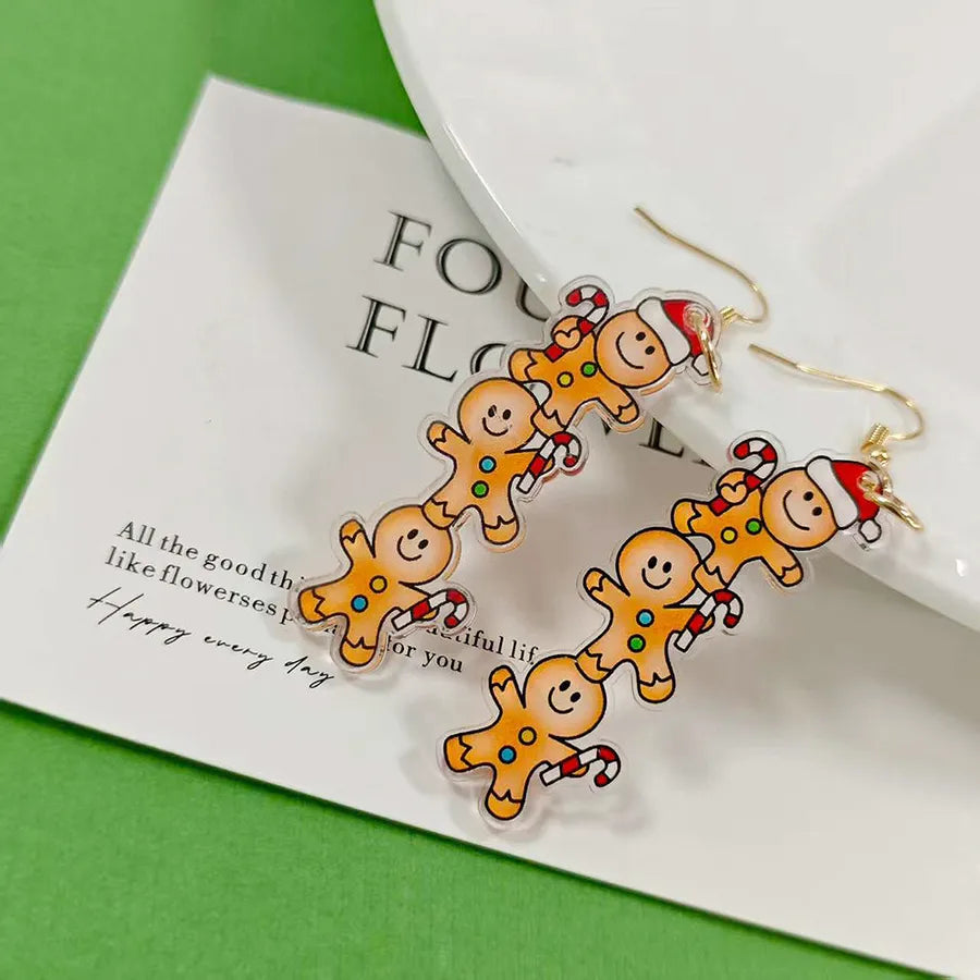 Christmas Acrylic Fun Cute Gingerbread Man Earrings Fashionable Versatile Stylish Ear Jewelry Accessories For Women
