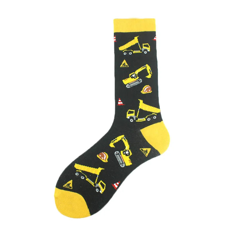 men's fashion cartoon nylon cotton printing crew socks a pair