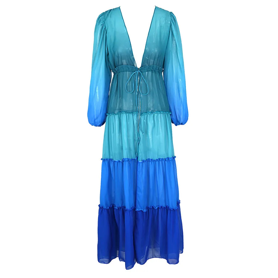 Women's Color Block Vacation Beach Cover Ups