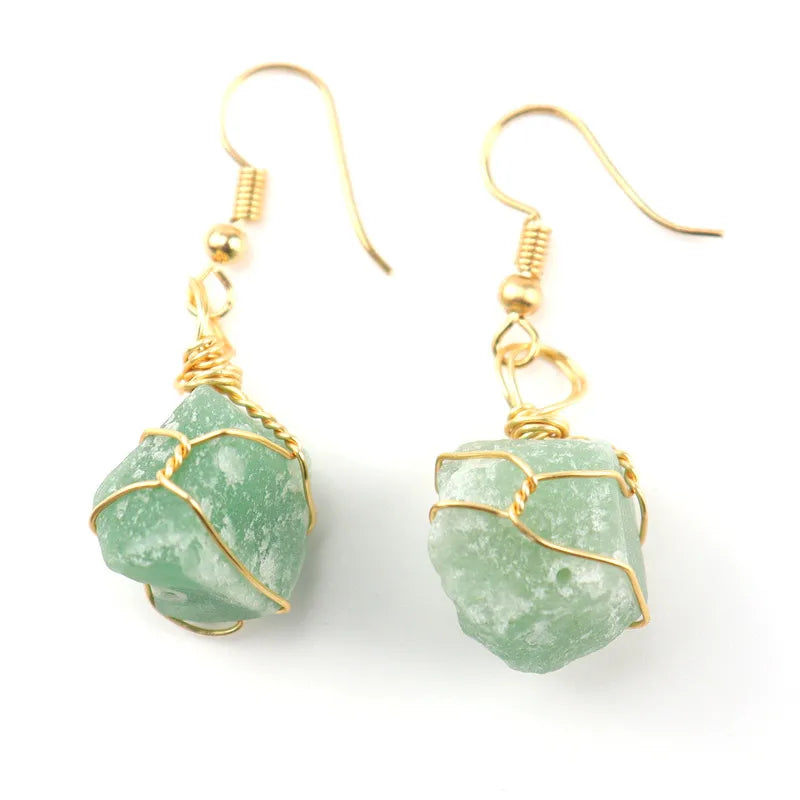1 pair simple style irregular asymmetrical plating natural stone metal drop earrings