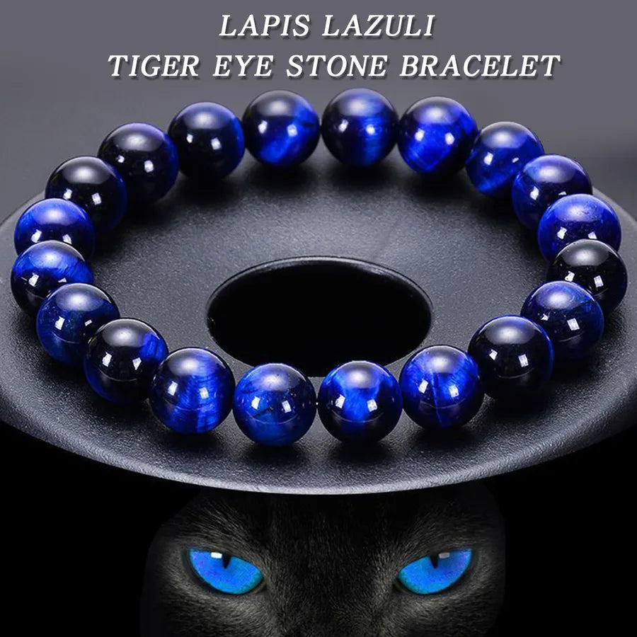 Hot Selling Bracelet Jewelry Green Gold Tiger Eye Stone Single Ring Elastic Bracelet Simple Men's Gift Bracelet