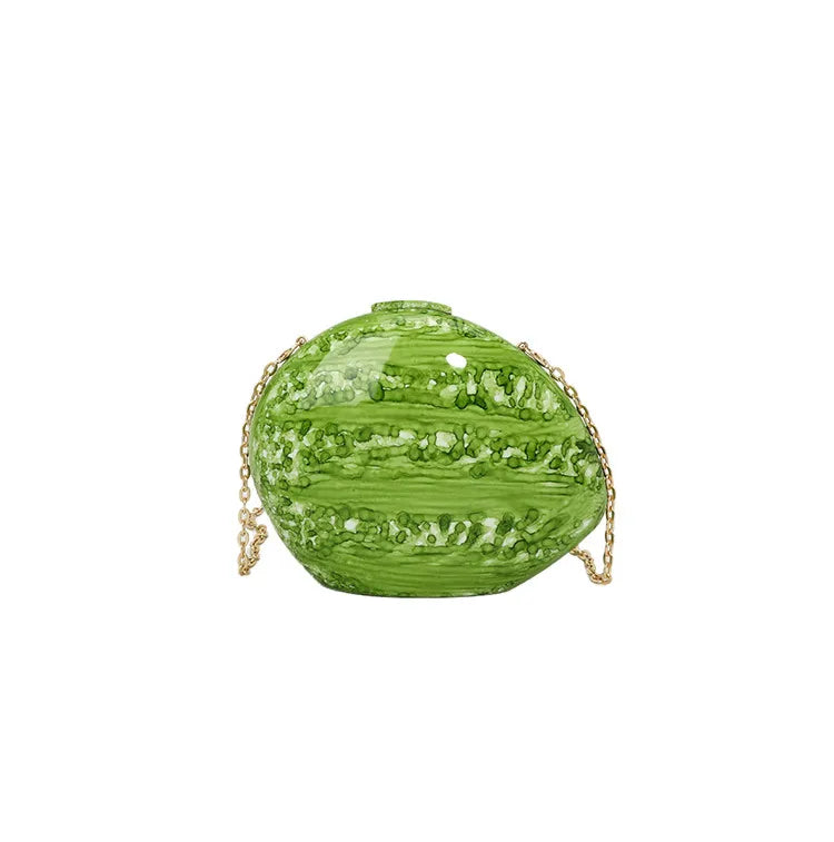 Pink Red Green Arylic Marble Oval Evening Bags