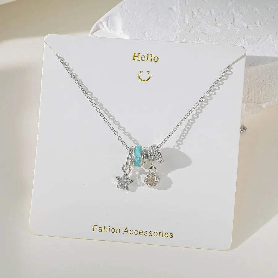 Wholesale Jewelry Elegant Glam Geometric Flower Butterfly 304 Stainless Steel Copper Plating cable chain Pendant Necklace