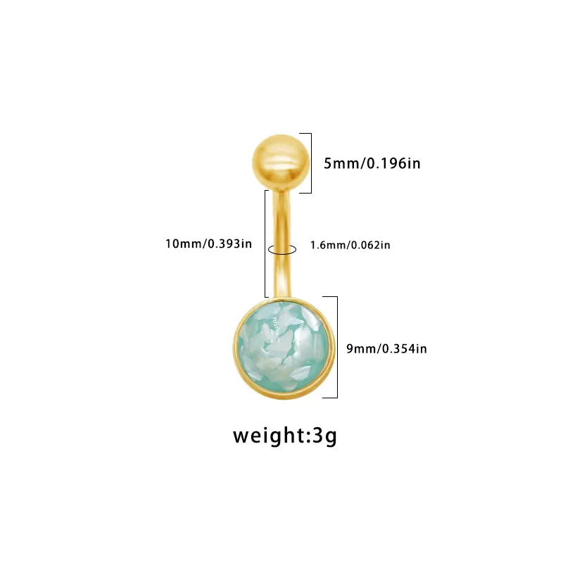 1 Piece Belly Rings Simple Style Classic Style Solid Color 316 Stainless Steel  Plating Acrylic 18K Gold Plated