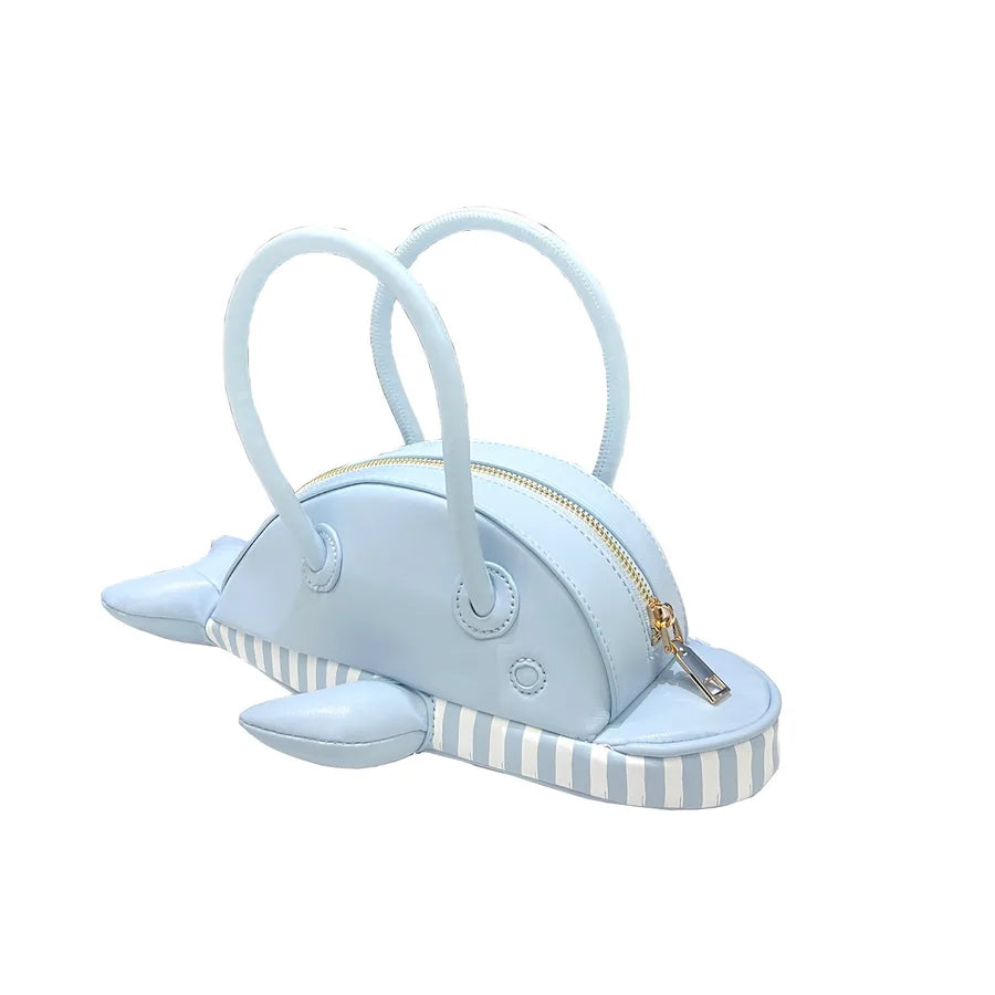 Women's Medium Pu Leather Dolphin Cute Streetwear Sewing Thread Oval Zipper Handbag