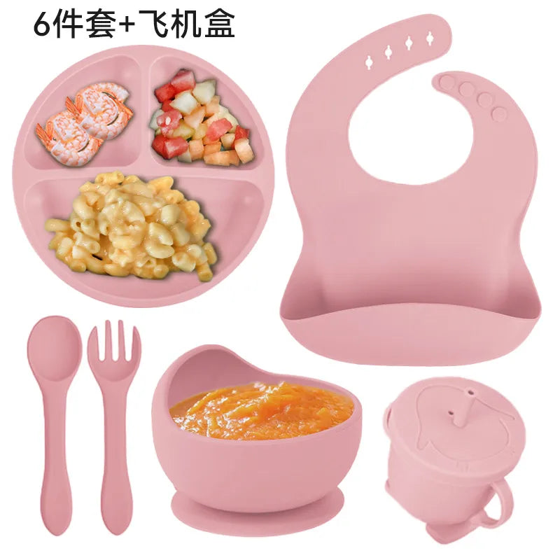 casual solid color silica gel tableware 1 set