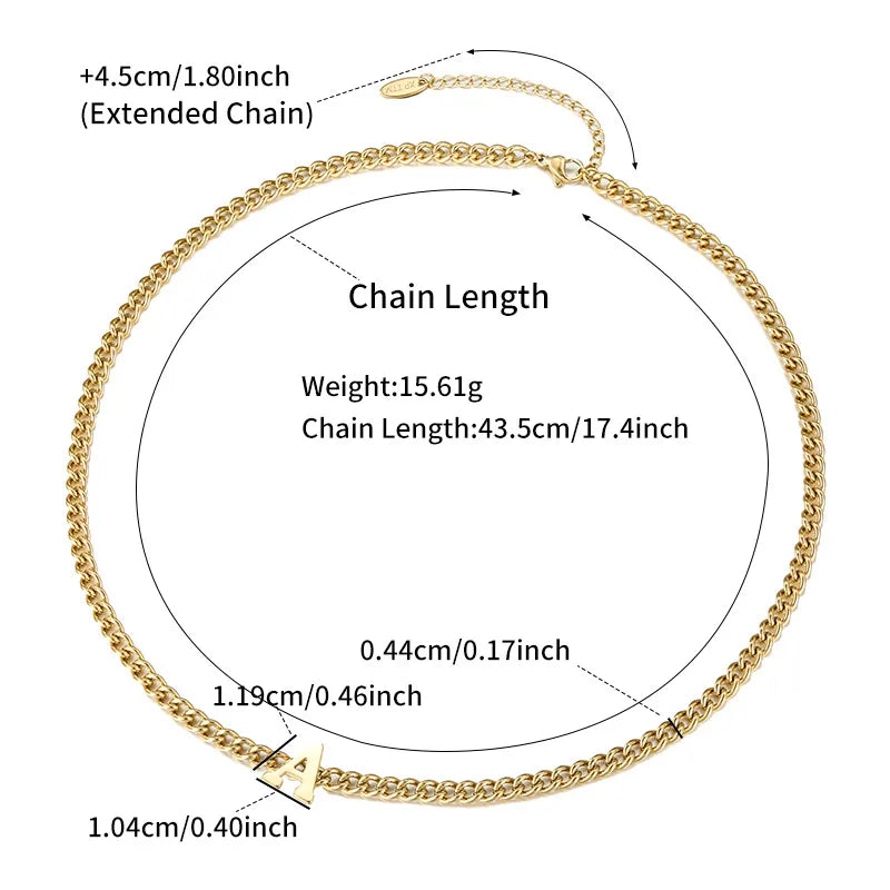 Wholesale Jewelry Simple Style Classic Style Cool Style Letter 304 Stainless Steel 18K Gold Plated Plating Cuban Link Chain Curb Chain Necklace