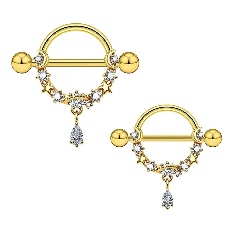 1 Pair Nipple Rings & Studs Simple Style Solid Color 304 Stainless Steel Inlay Zircon Nipple Rings & Studs
