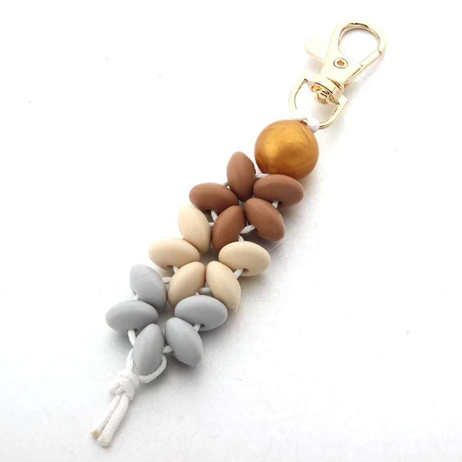 Modern Style Geometric Silica Gel Beaded Unisex Keychain