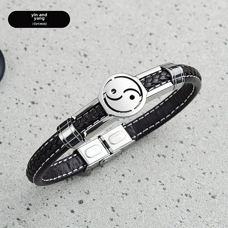 hot infinite love microfiber stainless steel bracelet men's jewelry  fashion boys bracelet  Black Brown