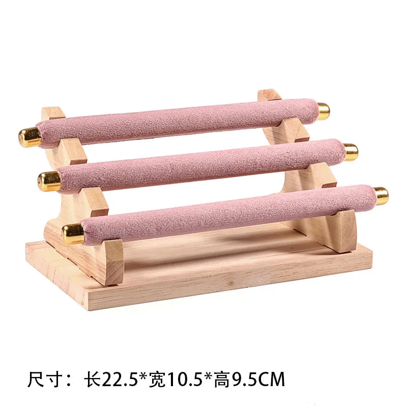 Multi-Layer Solid Wood Ring Stand Jewelry Display Tray Ring Storage Rack Ring Plate Ring Stick Luxury Feeling Jewelry Showcase