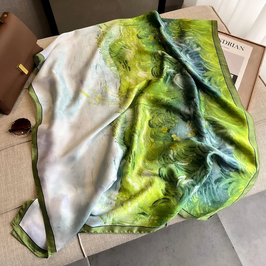 Women's Simple Style Streetwear Leopard Satin Printing and Dyeing Printing Scarf