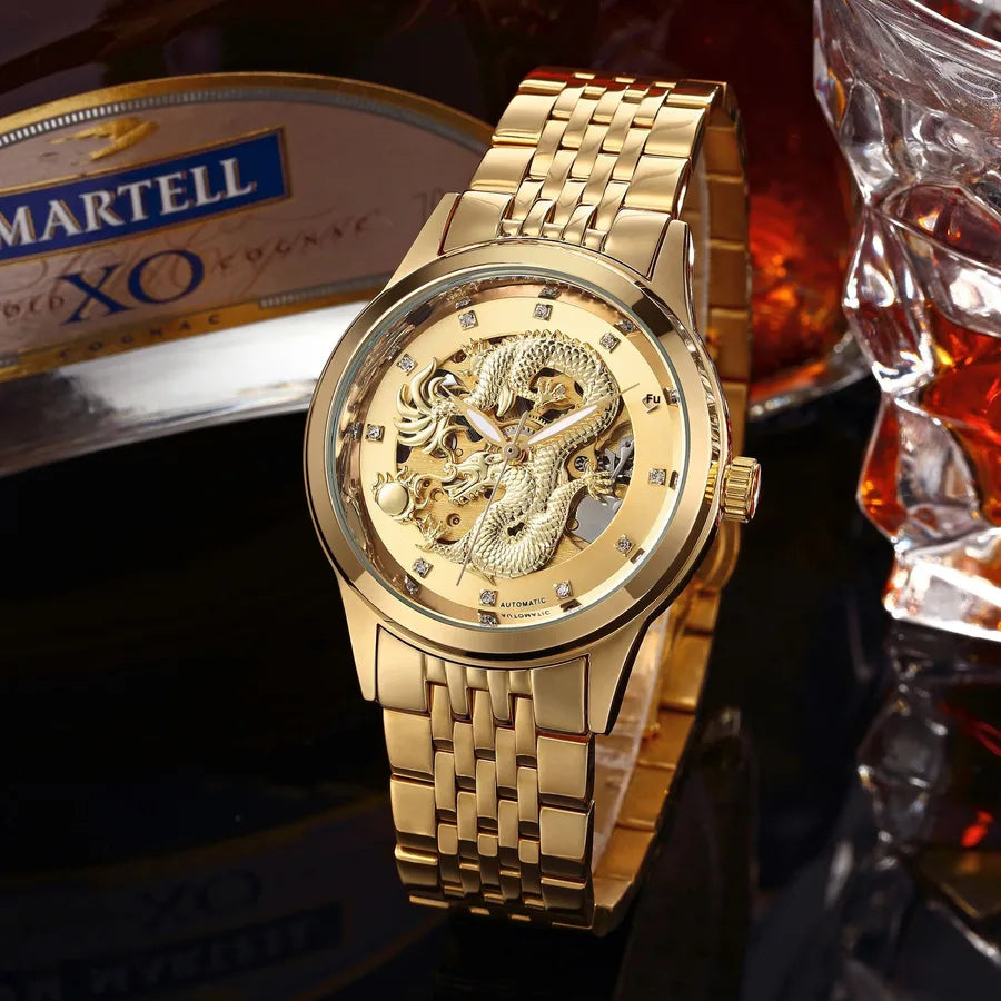 NARY/Nairui Jinlong Watch Stainless Steel Strap Waterproof Hollow Automatic Mechanical Dragon Watch 18028