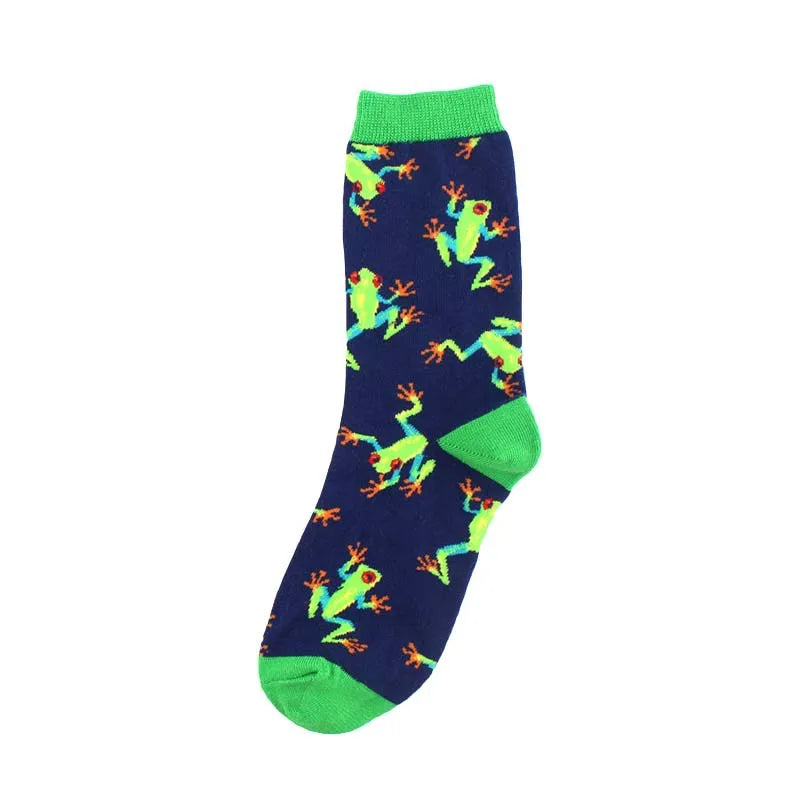 women's simple style classic style commute color block cotton printing crew socks a pair