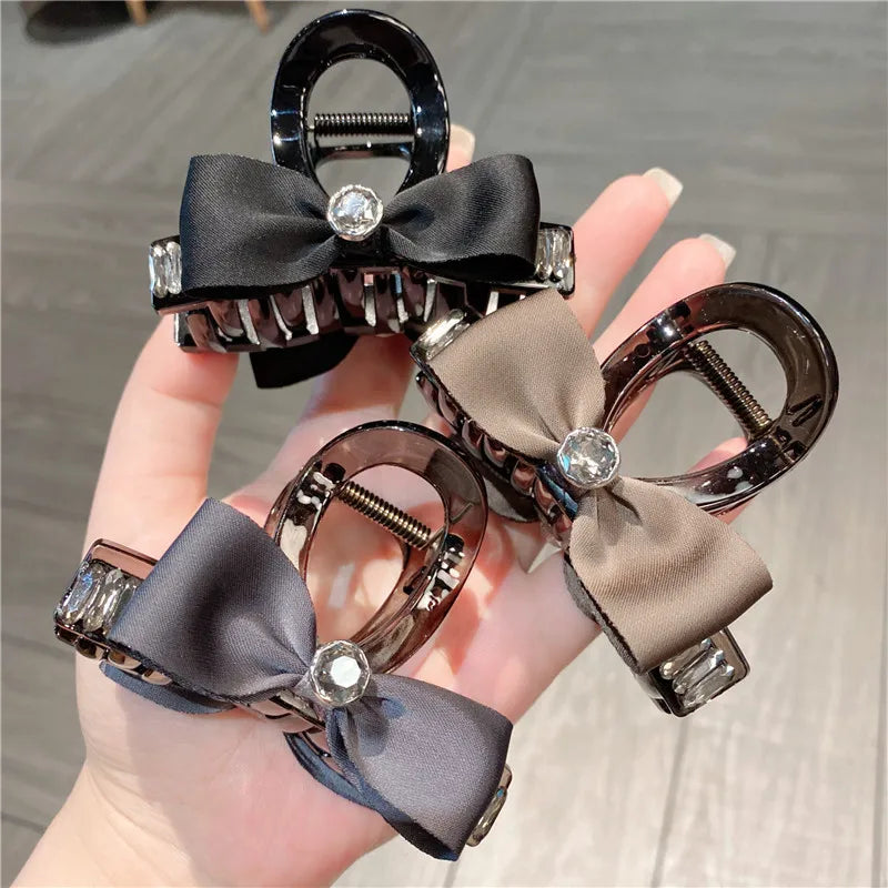 Black Fabric Medium Butterfly Knot Hair Clip Sweet Half Updo Hair Clip Women's Headwear Casual Style Hair Accessories