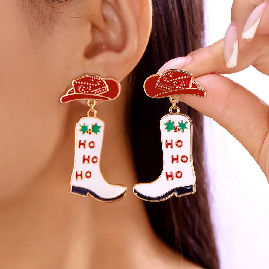 Christmas Red Green Snowman Bell Colorful Tassel Earrings Women Creative Simple Alloy Cartoon Character Ear Jewelry Accessories