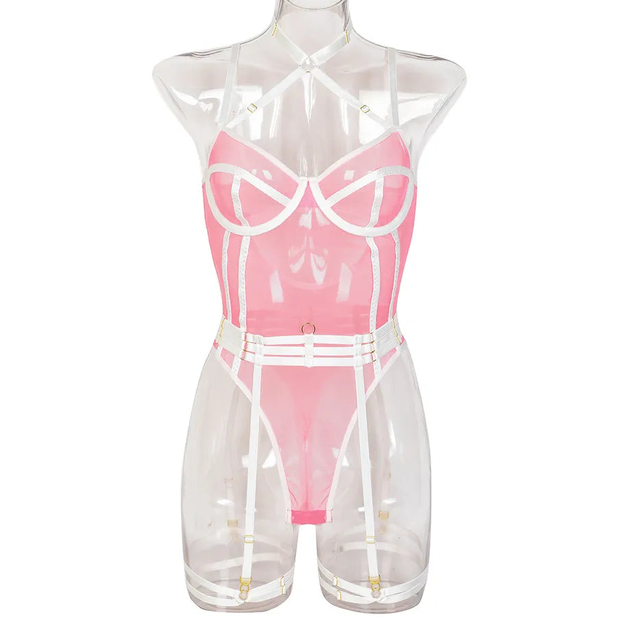 Women's Sexy Multicolor Sexy Lingerie Sets Cosplay Wireless Bra Mid Waist Briefs Shaping Underwear