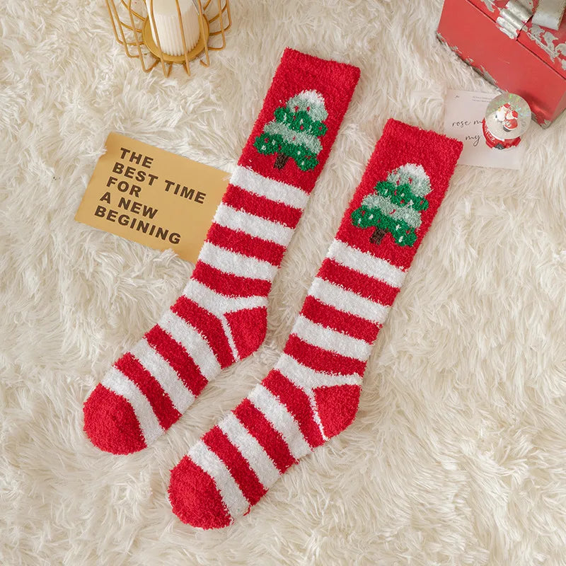 Christmas Christmas Women's Cartoon Polyester Jacquard Crew Socks A Pair