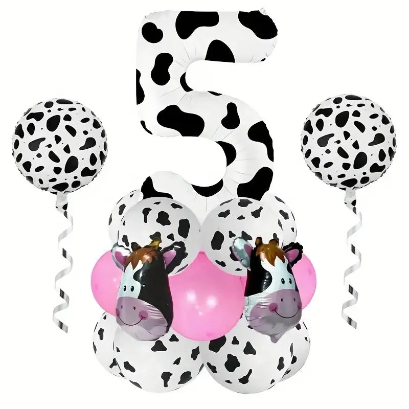 Casual Cute Cow Pattern Aluminum Film Birthday Festival Balloons