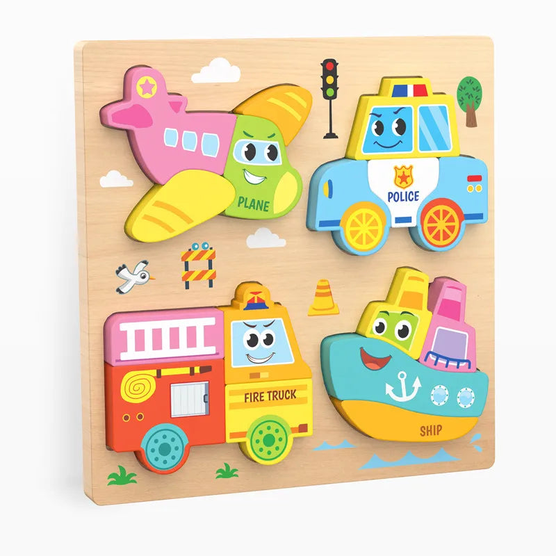 Mengshi Early Education Wooden Puzzle Baby Children Handmade Animal Shaped Gift Toy Educational Plaything For Toddler Kids