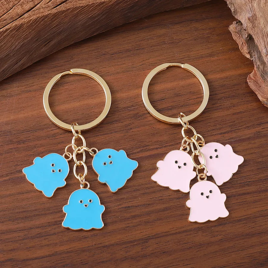 Halloween Ghost Pendants Couple Bookbag Decorations Black White Cartoon Keychains Cute Alloy Skeleton Design Charms Accessories