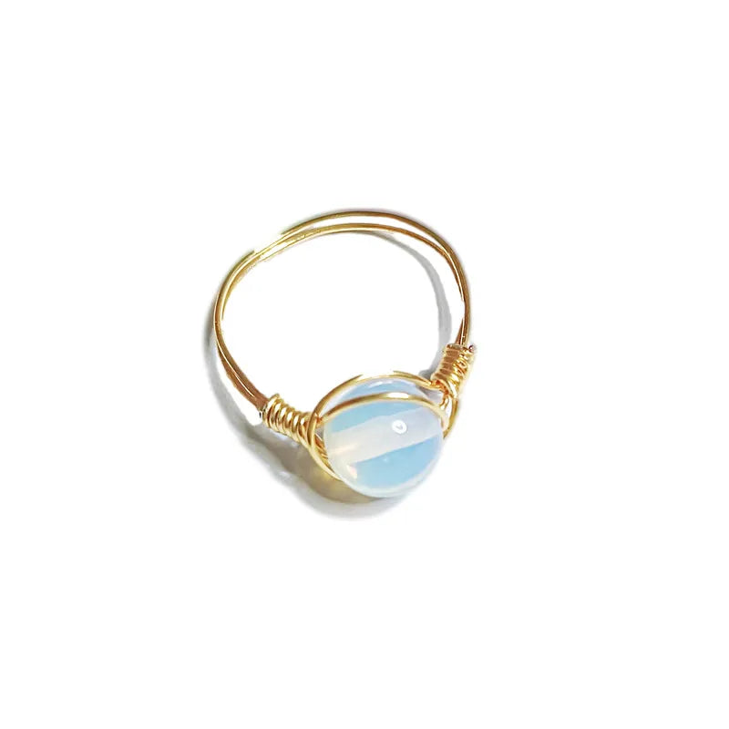 fashion round natural stone rings 1 piece