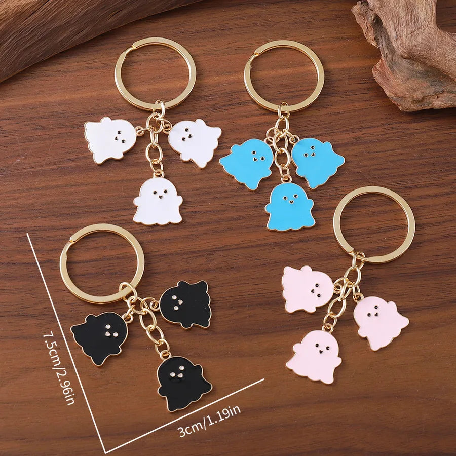 Halloween Ghost Pendants Couple Bookbag Decorations Black White Cartoon Keychains Cute Alloy Skeleton Design Charms Accessories