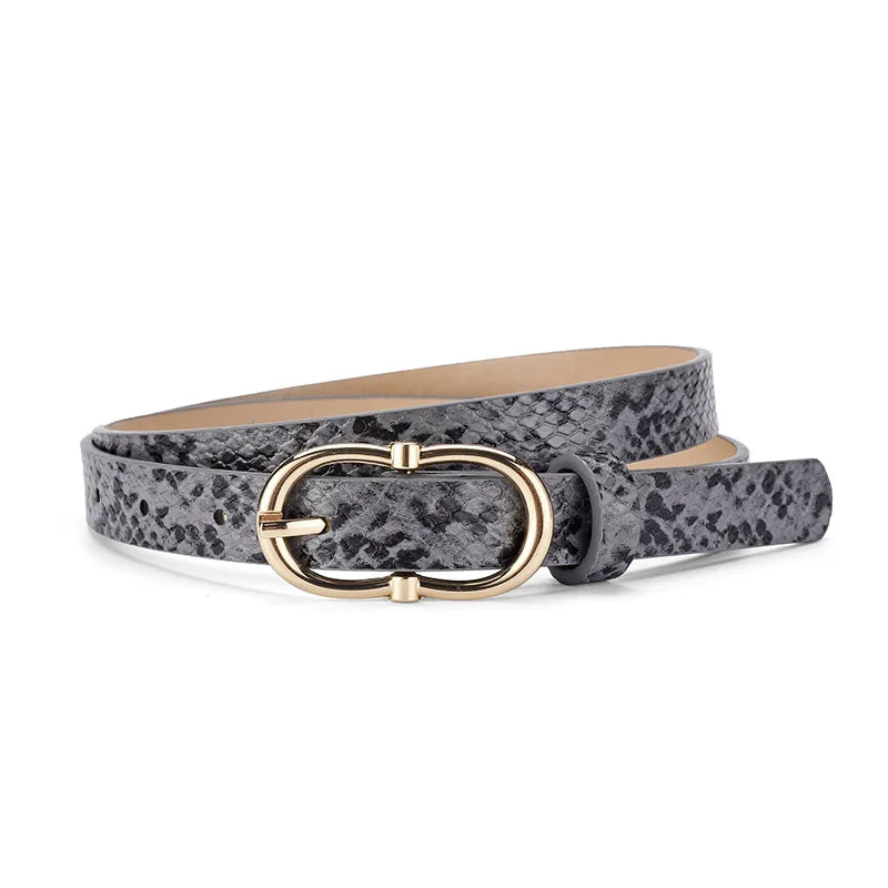 Cool Style Snakeskin Pu Leather Alloy Women's Leather Belts