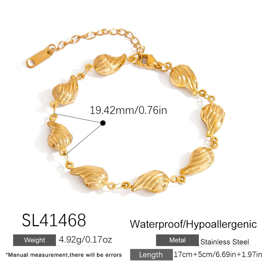 Beach Shell 304 Stainless Steel 18K Gold Plated Bracelets In Bulk
