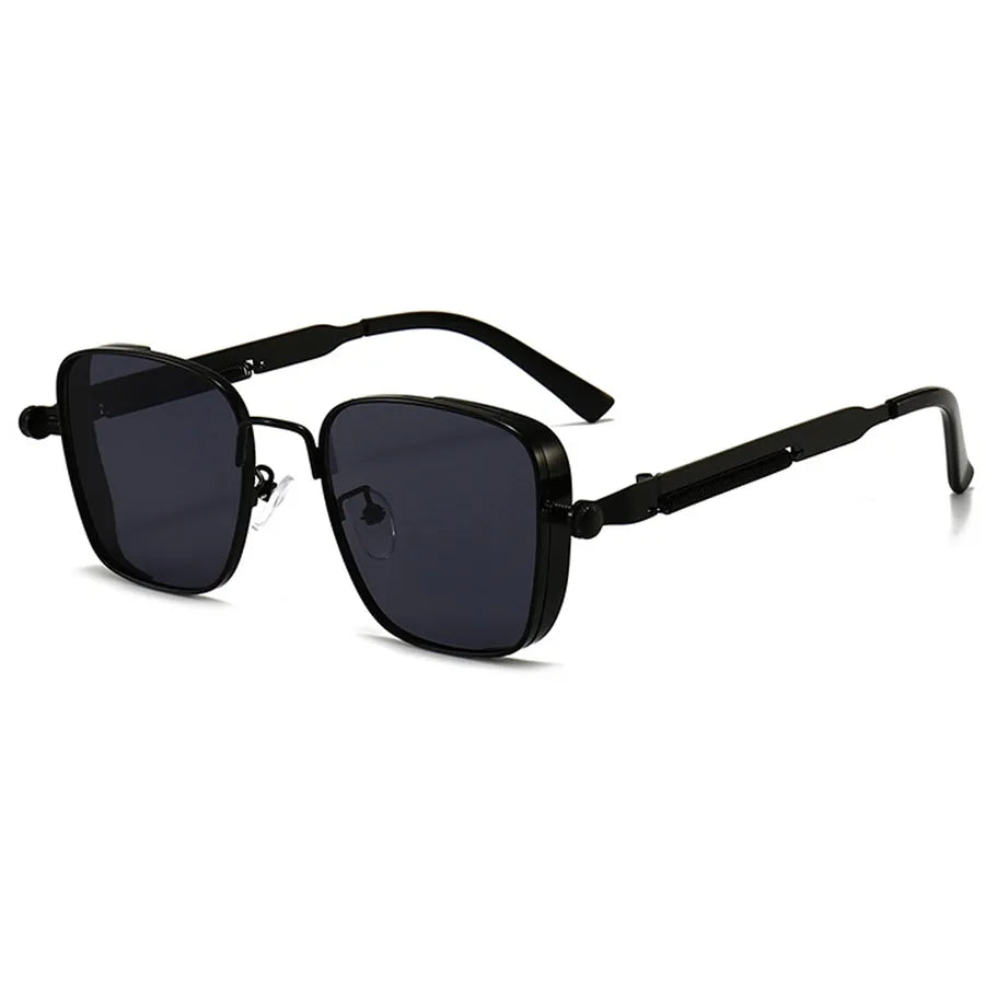 retro punk british style solid color ac square full frame men's sunglasses