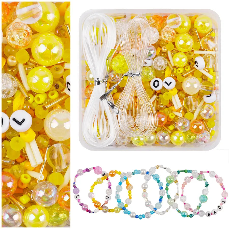 1 Set Plastic Glass Letter Color Block Beads