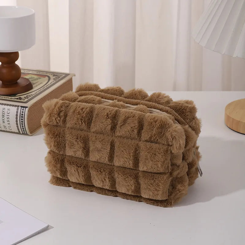Solid Color Plush School Korean Style Pencil Case