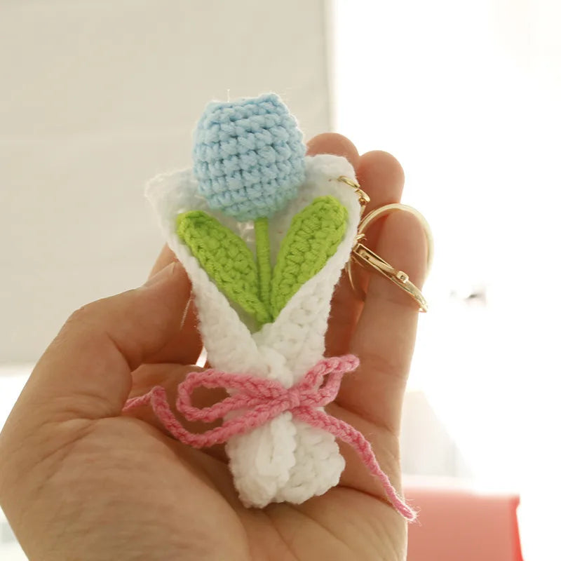 1 Piece Cute Classic Style Flower yarn Bag Pendant Keychain