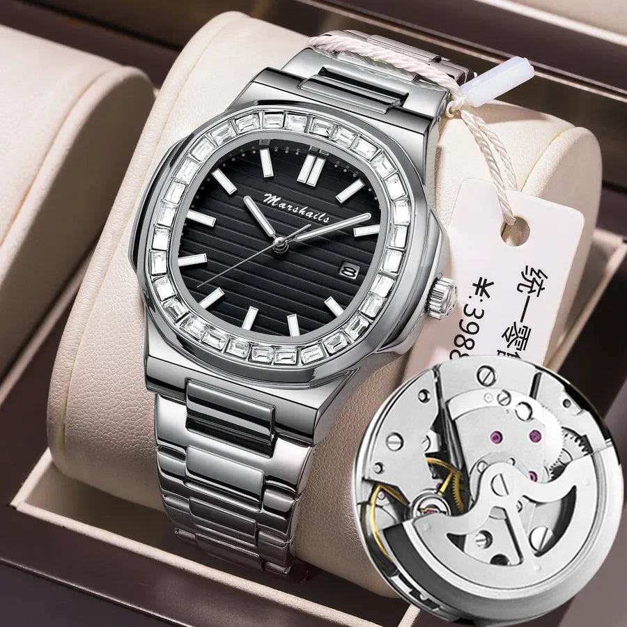 business stripe butterfly double snap quartz men's watches