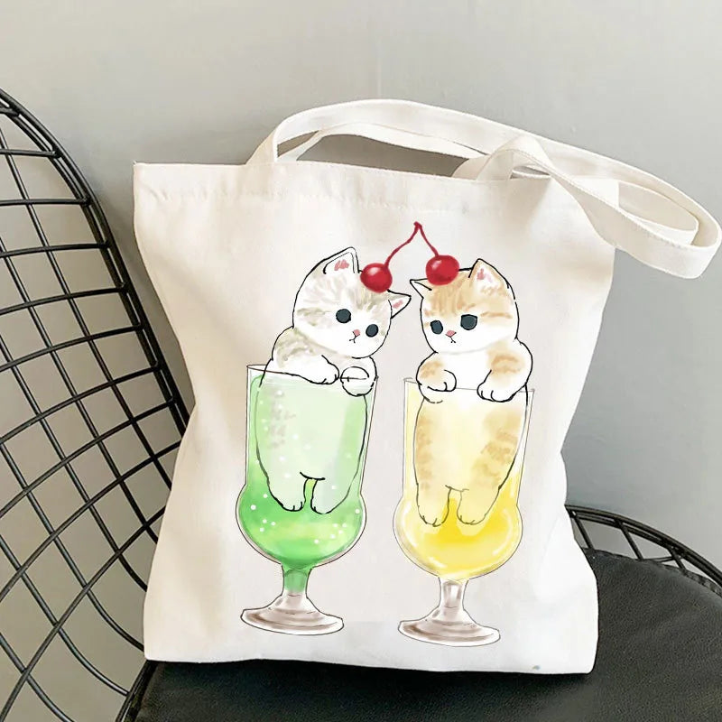 women's cute cat shopping bags
