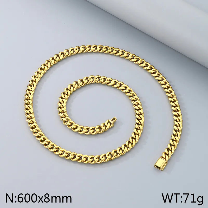 Wholesale Jewelry Simple Style Geometric 304 Stainless Steel 18K Gold Plated Bracelets Necklace