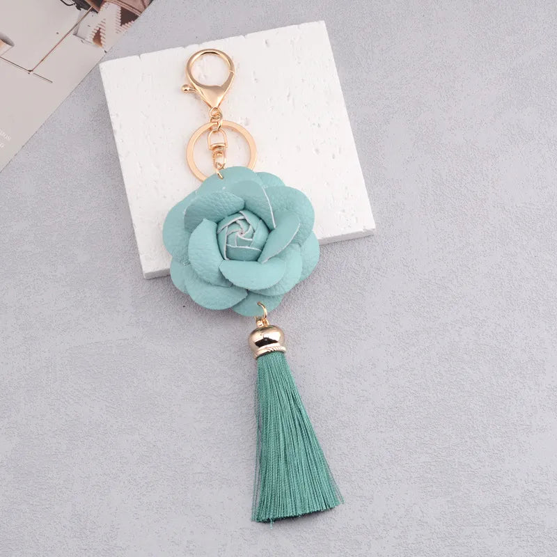 Vintage Style Simple Style Flower Pu Leather Unisex Bag Pendant Keychain