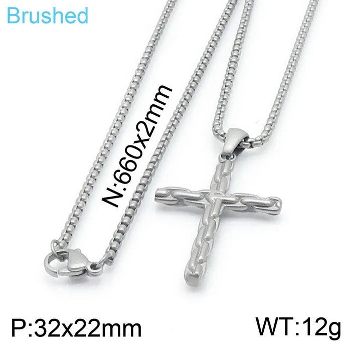 Wholesale Jewelry Vintage Style Classic Style Cross Titanium Steel Plating Pendant Necklace None