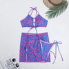 Women's Stripe Gradient Color 3 Pieces Set Bikinis Swimwear